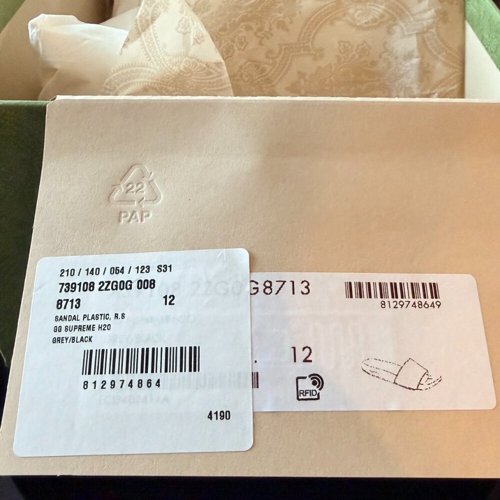 Gucci Slides - GG Supreme H20 Grey/Black; Size: US 12 - Picture 5 of 6